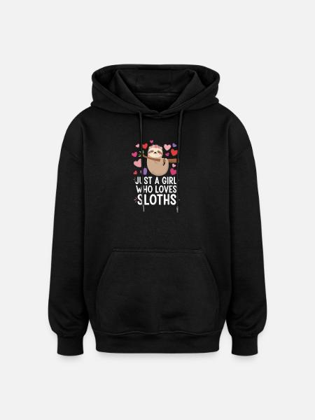 Nur ein Mädchen liebt Faultiere - Oversized Unisex Hoodie - Schwarz
