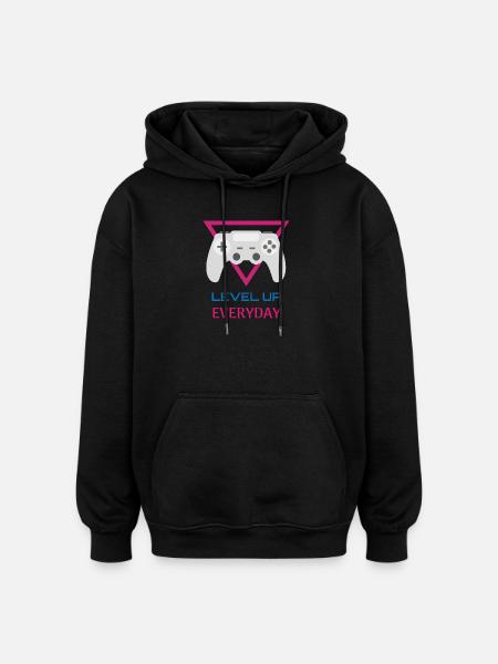 Level Up Everyday Gamer - Oversized Unisex Hoodie - black