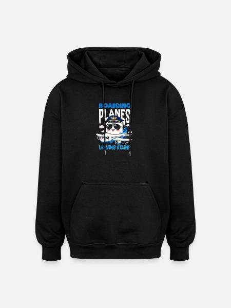 Boarding planes funny - Oversized Unisex Hoodie - black