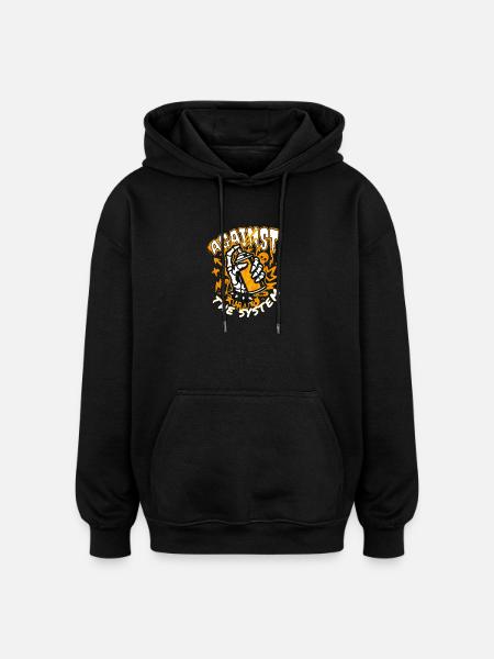 Against System - Oversized Unisex Hoodie - Schwarz