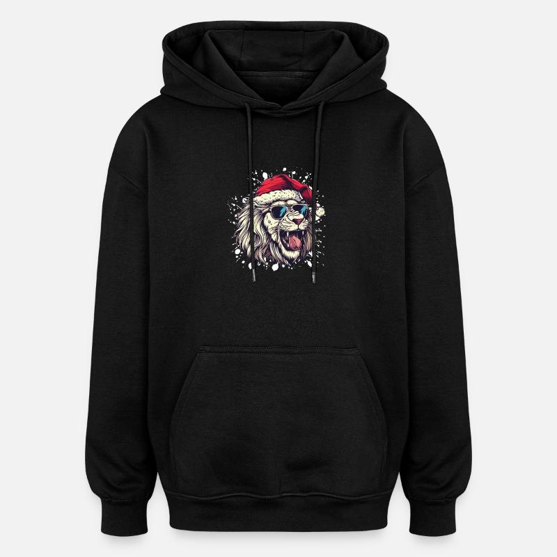 Lion Noël Drôle - Sweat à capuche oversize unisexe - noir