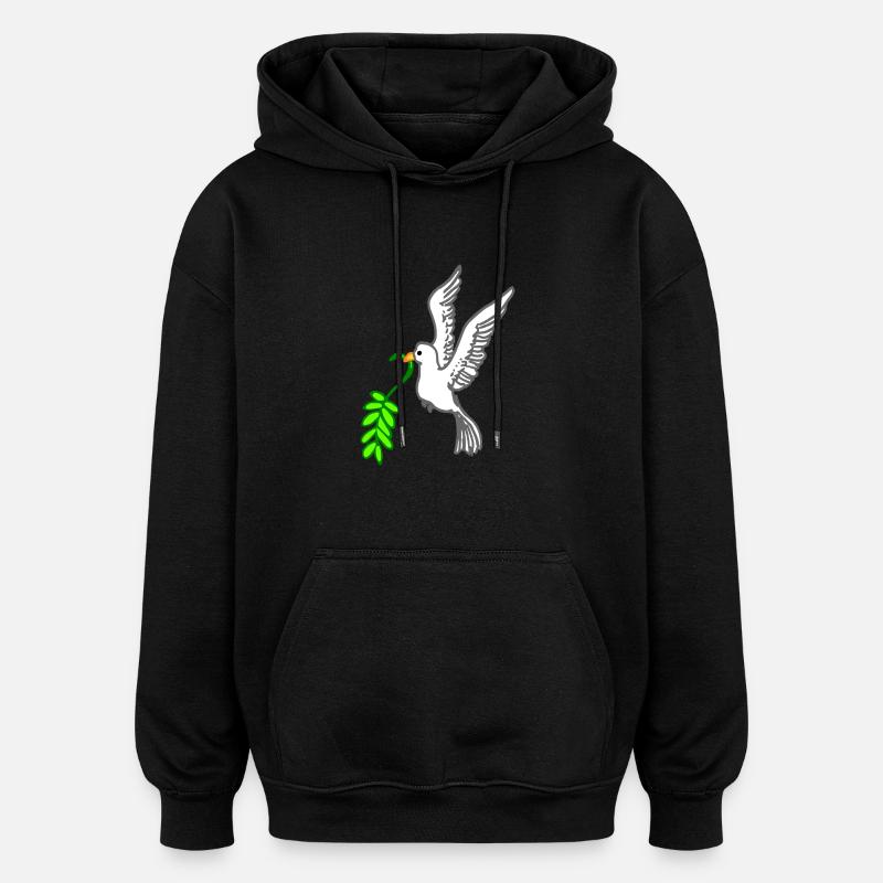 Friedenstaube gezeichnet - Oversized Unisex Hoodie - Schwarz