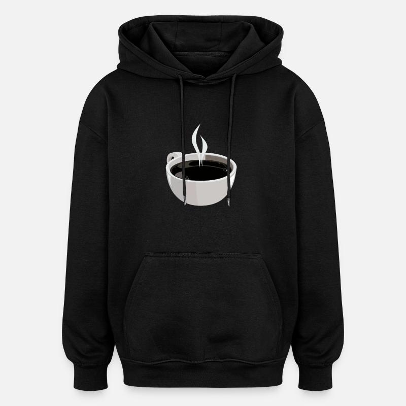 café chaud - Sweat à capuche oversize unisexe - noir