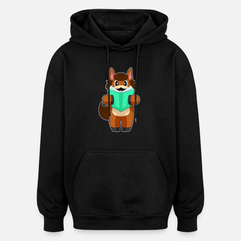 Pferd Buch - Oversized Unisex Hoodie - Schwarz