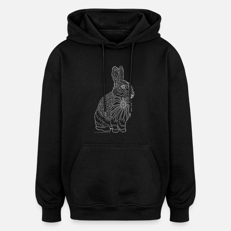 Rabbit design white - Oversized Unisex Hoodie - black