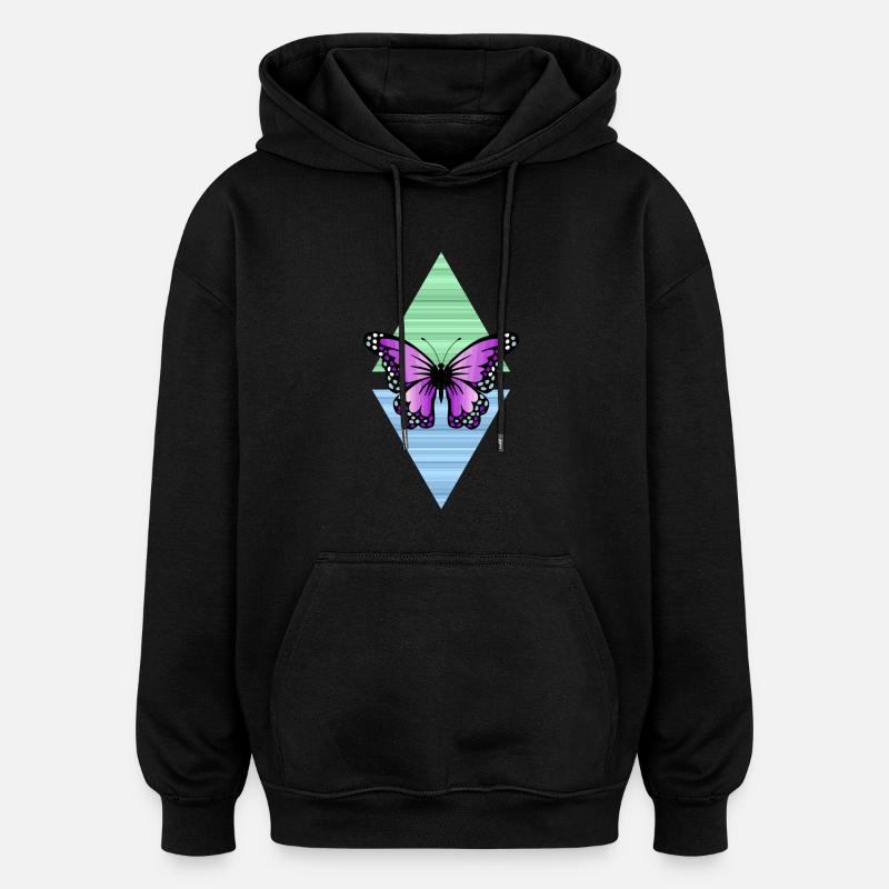 papillon - Sweat à capuche oversize unisexe - noir
