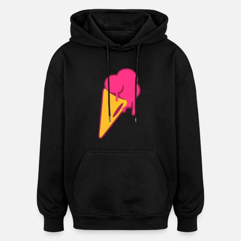 eis, Eiskrem, waffel, Sommer - Sweat à capuche oversize unisexe - noir