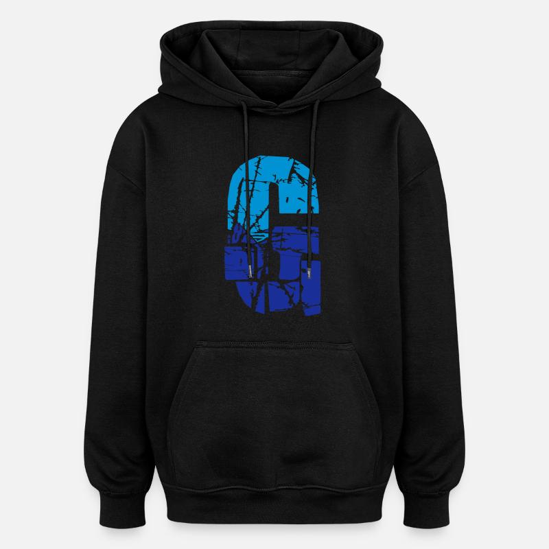 Lettre G - Sweat à capuche oversize unisexe - noir