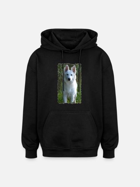 white angel - Oversized Unisex Hoodie - black