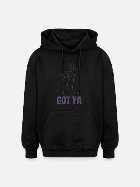 "Reingeguckt" Handspiel - Klassischer Got - Oversized Unisex Hoodie - black