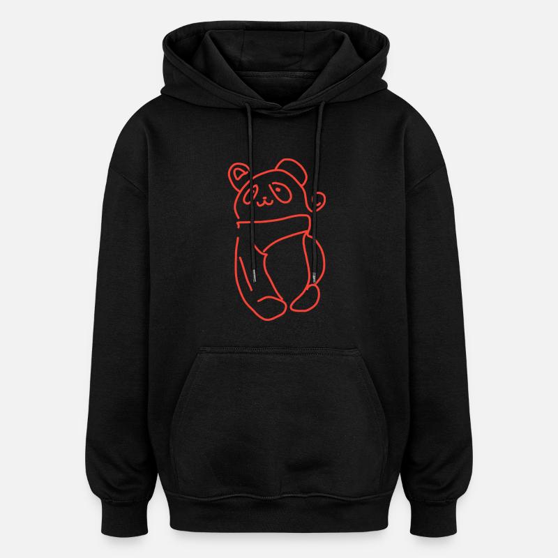 Panda - Sweat à capuche oversize unisexe - noir