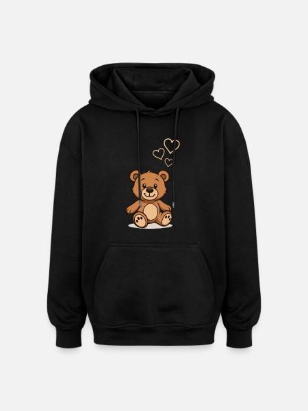 Teddybaer Comic Love - Oversized Unisex Hoodie - black