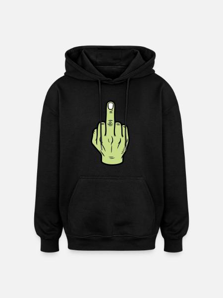 Middle Finger Hand Icon - Oversized Unisex Hoodie - black