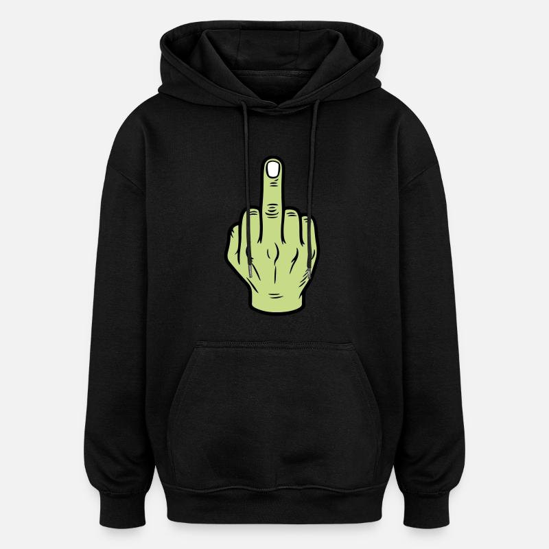 Middle Finger Hand Icon - Oversized Unisex Hoodie - black