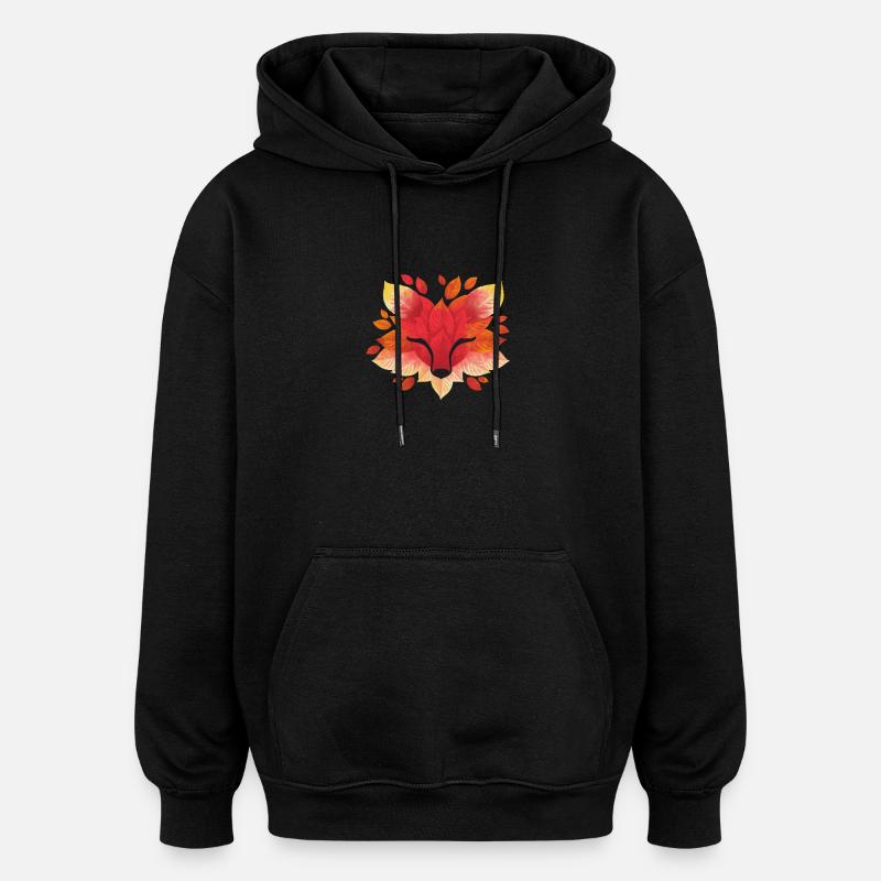 Fox leaf - Oversized Unisex Hoodie - black