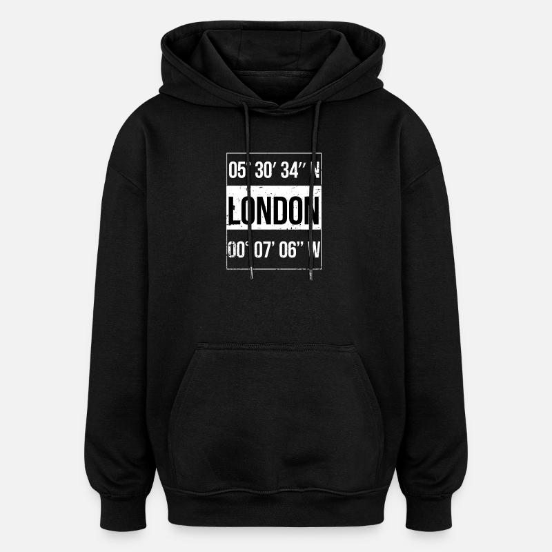 Coordonnées Londres - Sweat à capuche oversize unisexe - noir
