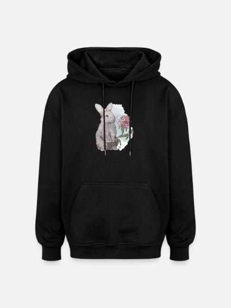 Veganuary 2024 Rabbit - Oversized Unisex Hoodie - black