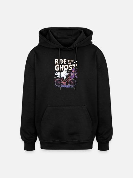 Ghostly Bicycle Ride Halloween Design - Oversized Unisex Hoodie - black