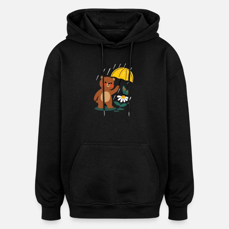  Bär mit regenschirm - Oversized Unisex Hoodie - Schwarz