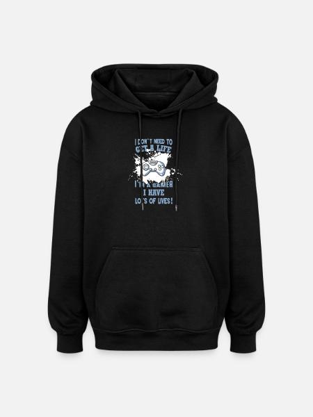 Gamer humor: full of lives - Oversized Unisex Hoodie - black