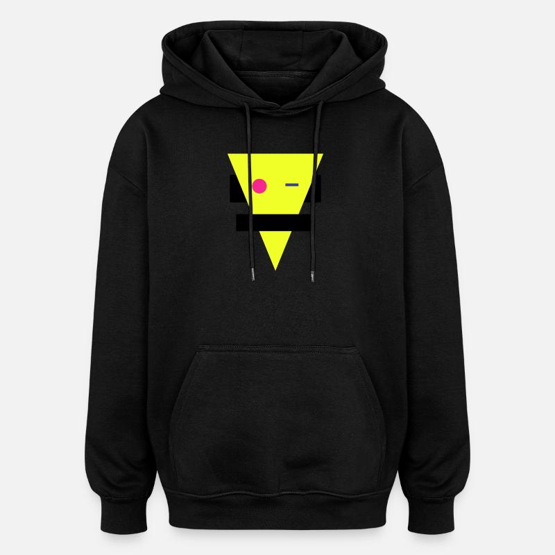 Neon Geometric Silhouette - Oversized Unisex Hoodie - black
