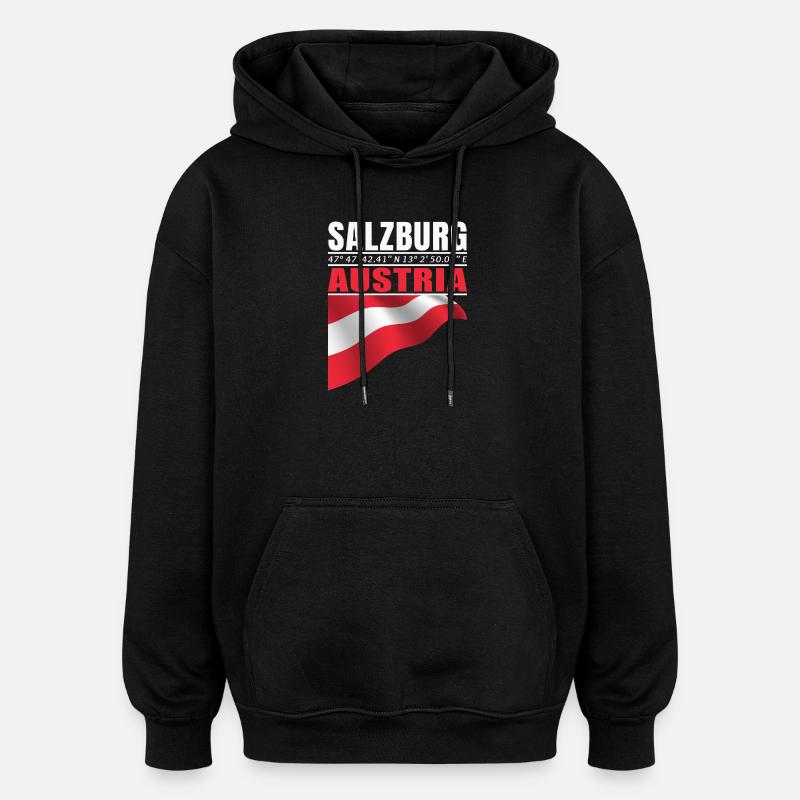 Salzbourg - Sweat à capuche oversize unisexe - noir