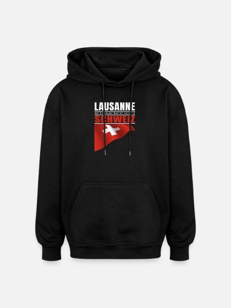 Lausanne - Sweat à capuche oversize unisexe - noir