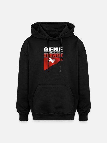 Genf - Oversized Unisex Hoodie - Schwarz