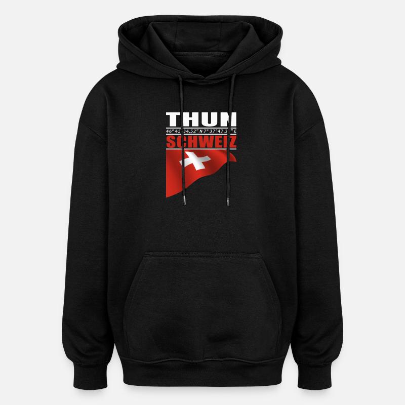 Thun - Oversized Unisex Hoodie - Schwarz
