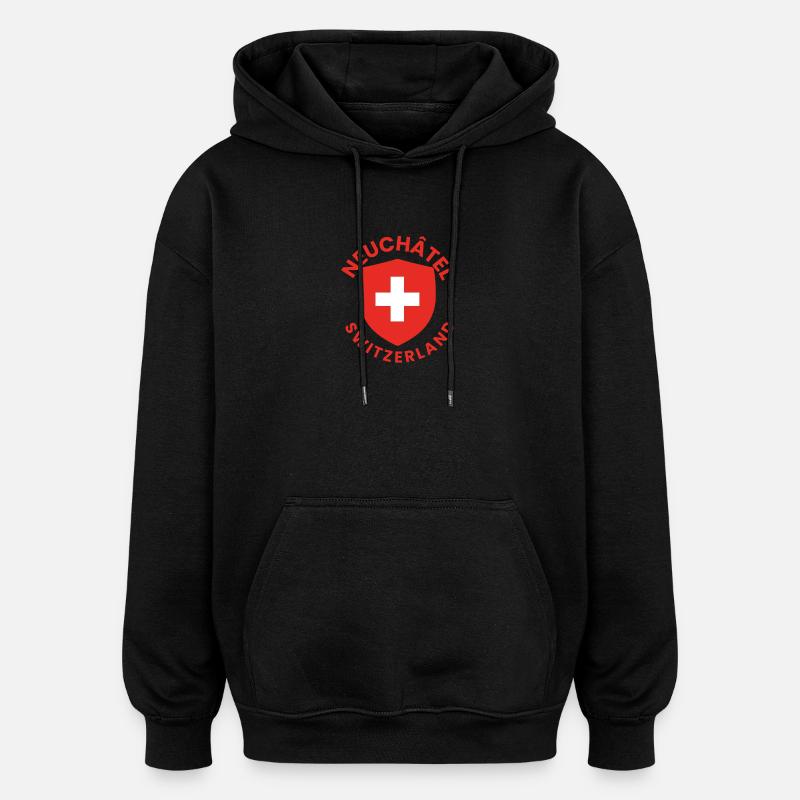 Bouclier suisse de Neuchâtel - Sweat à capuche oversize unisexe - noir