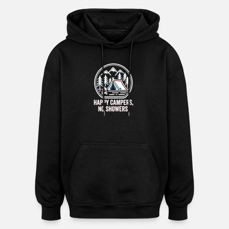 Camping Camp Tent & Campfire - Oversized Unisex Hoodie - black
