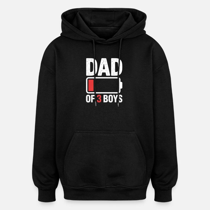 Père de trois garçons - Sweat à capuche oversize unisexe - noir