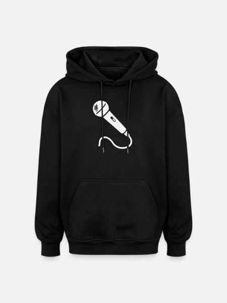 Microphone Karaoke Musician Singer Microphone Singing - Oversized Unisex Hoodie - black