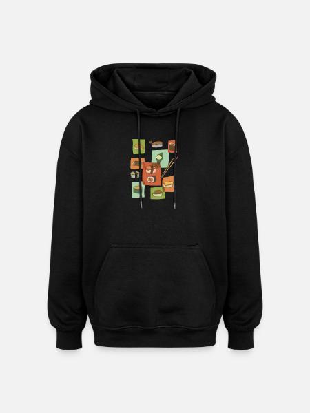 Kunterbuntes Sushi Pop art - Oversized Unisex Hoodie - Schwarz