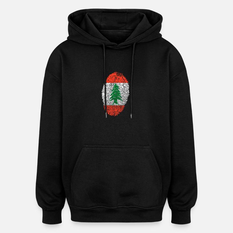 empreintes digitales j'aime LIBANON - Sweat à capuche oversize unisexe - noir