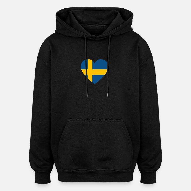 Love Amour cadeau SUÈDE sweden - Sweat à capuche oversize unisexe - noir