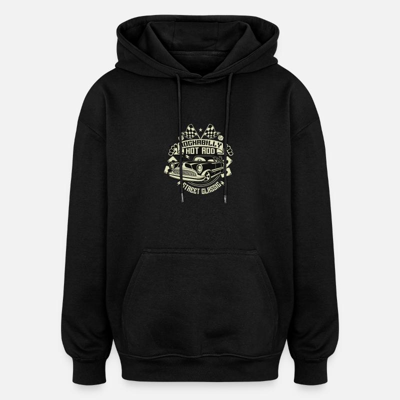 Rockabilly Hotrod - Sweat à capuche oversize unisexe - noir
