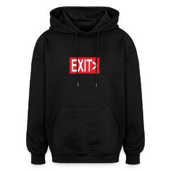 Exit / Ausgang / Notausgang - Oversized Unisex Hoodie - Schwarz - Vorne - Noah (186cm)