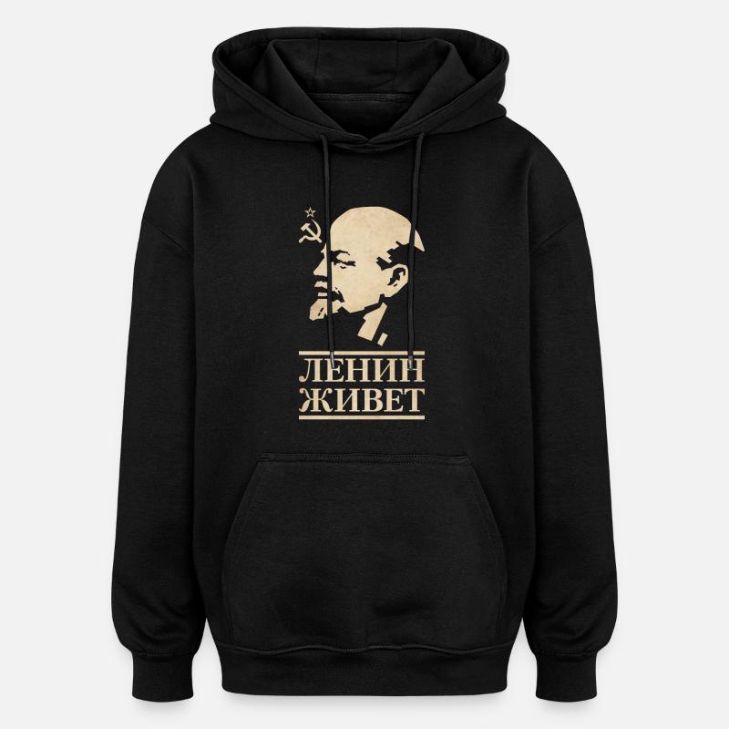 Lenin vive - Felpa con cappuccio unisex oversize - nero