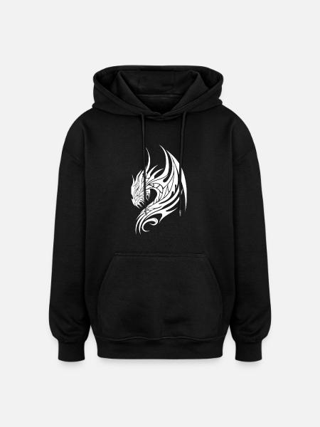 Tattoo dragon with wings - Oversized Unisex Hoodie - black