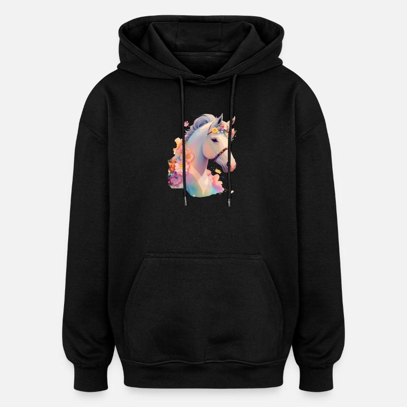 Blütenpferdchen - Oversized Unisex Hoodie - Schwarz