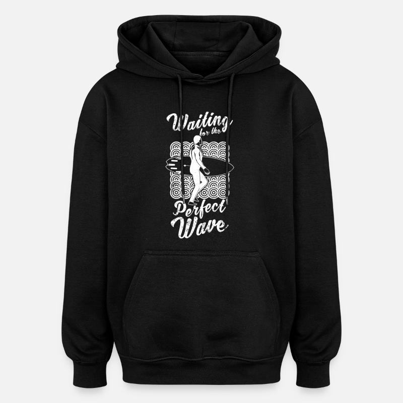 En attendant une vague parfaite - Sweat à capuche oversize unisexe - noir