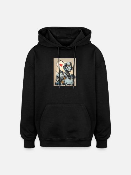 I Love Robots cool robot - Oversized Unisex Hoodie - black