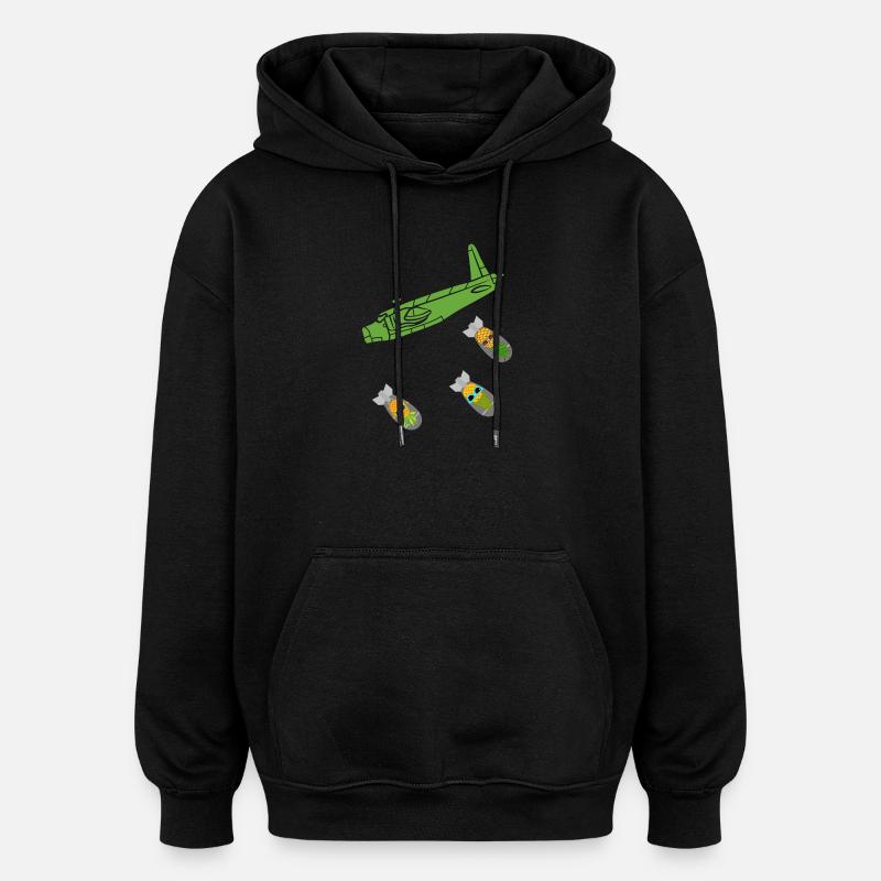 Green Pineapple Bomb Flugzeug - Oversized Unisex Hoodie - Schwarz