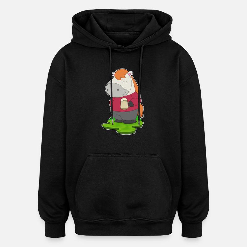 Bière de cheval - Sweat à capuche oversize unisexe - noir