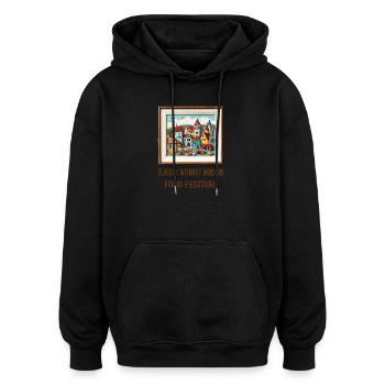 Festival de cuisine de rue - Sweat à capuche oversize unisexe - noir - Devant - Noah (186cm)