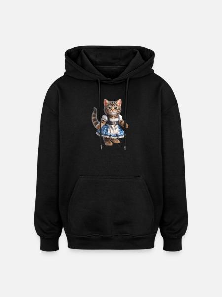 Mignon petit chat en dirndl - Sweat à capuche oversize unisexe - noir