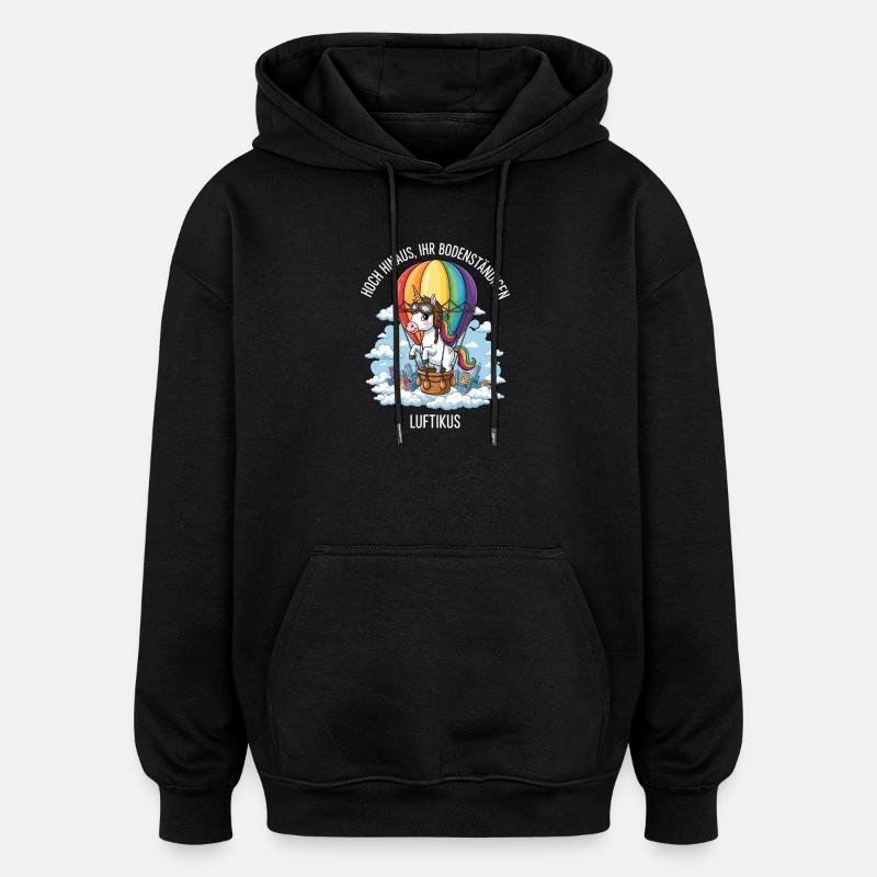 Luftikus-Einhorn - Oversized Unisex Hoodie - Schwarz
