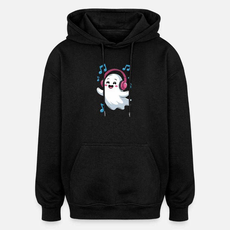 Fantôme mélomane avec casque - Sweat à capuche oversize unisexe - noir