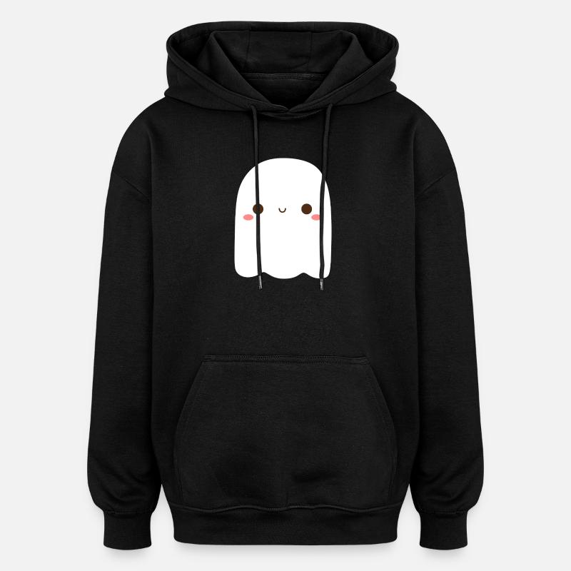 Playful Ghost Character Illustration - Oversized Unisex Hoodie - black